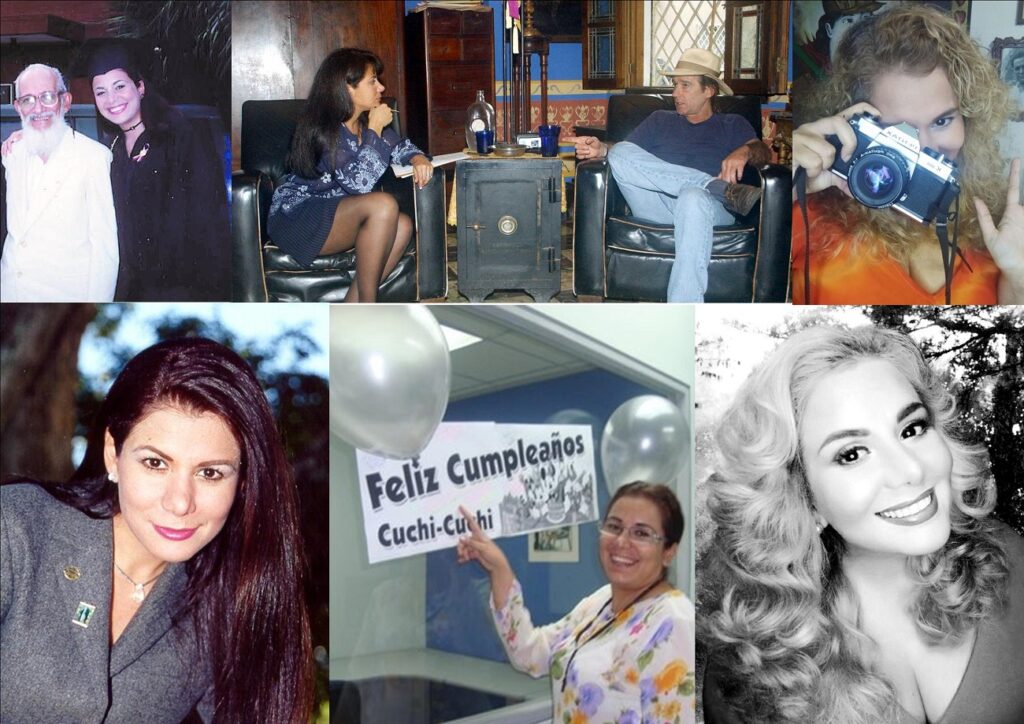 Alejandrina Uribe-Betancourt, varios momentos de su vida profesional como periodista desde su graduación en la Universidad Católica Cecilio Acosta